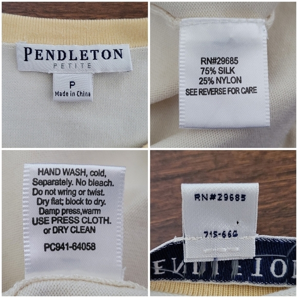 Pendleton Silk Blend Short Sleeve Ringer Tee T-Shirt Womens Size S Petite Yellow - Picture 6 of 9